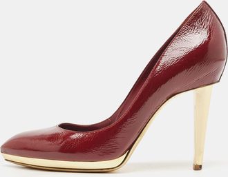 Sergio Rossi Burgundy Patent Leather Platform Pumps