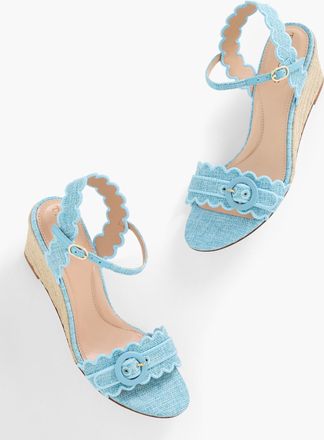 Talbots Royce Scalloped Wedge Sandals - Bluebell - 10 1/2 M Talbots