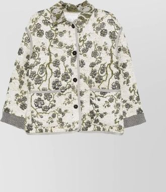 Forte_Forte textured floral blazer contrast trim