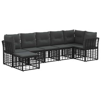 vidaXL Conjunto De Sof&aacute;s De Exterior Negro Poli&eacute;ster Vidaxl