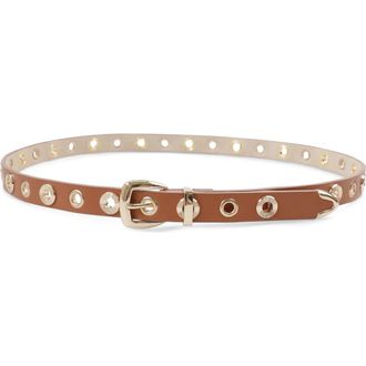 Petit Moments Rivet Studded Belt in Brown/Gold at Nordstrom, Size X-Small