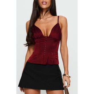 Princess Polly Scorsese Satin Corset Top in Red at Nordstrom, Size 12