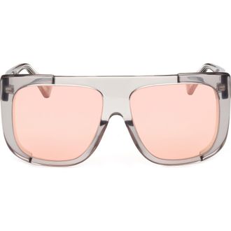 Max Mara 60mm Shield Sunglasses in Black/Crystal /Roviex Mirror at Nordstrom Rack