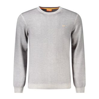Sun 68 Truien & Vesten, Heren, Grijs, XL, Katoen, Trui met ronde hals en lange mouwen
