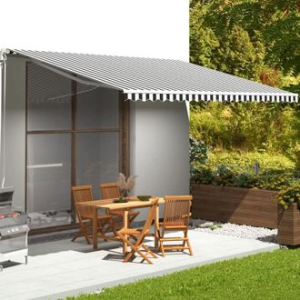 vidaXL Tela De Repuesto Para Toldo Gris Antracita Y Blanco 500x350 Cm Poli&eacute;ster Vidaxl