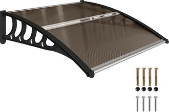 OEM Marquesina Exterior Para Puertas Y Ventanas 103x96,5x27 Cm Tejadillo De Protecci&oacute;n Contra Sol Y Lluvia Con Soporte Aleaci&oacute;n De Aluminio Policarbonato 