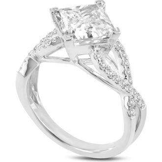 LuvMyJewelry Lilya 14K White Gold Princess Cut Lab Grown Diamond Engagement Ring - 3.5 Ct at Nordstrom, Size 7