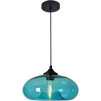 OEM L&aacute;mpara Colgante Geom&eacute;trica De Cristal Negro - Pantalla Curva De 28 Cm - Altura: 15 Cm - Casquillo E27 - Longitud De La Cadena: 1,5 M - Para Espacios 