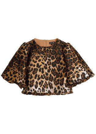 Sister Jane Suite Leopard-jacquard Woven Crop top - 12 (UK12 / M)
