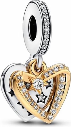 Pandora Womens Shooting Hearts Dangle Charm In Gold