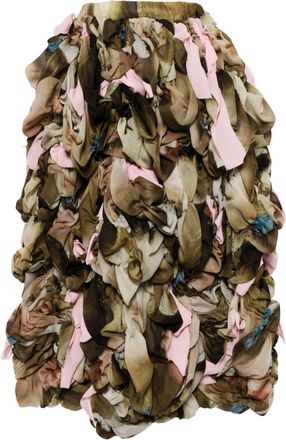 Comme Des Garçons layered-design midi skirt - women - Cupro/Polyester - M - Neutrals