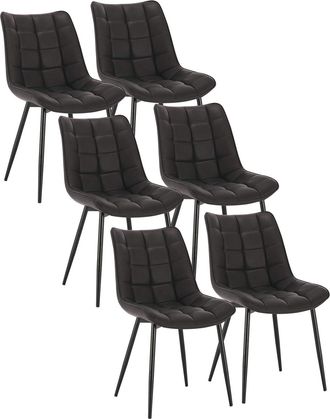Woltu Woltu Pack De 6 Sillas De Comedor Asiento De Cuero Artificial Silla Dise&ntilde;o Silla Tapizada Estructura Met&aacute;lica Sill&oacute;n Con Respaldo Silla De Cocina Antr
