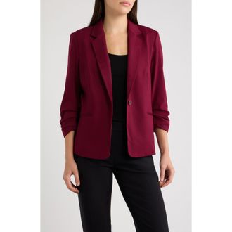 Anne Klein One Button Jacket with Scrunch Sleeves in Chianti at Nordstrom, Size X-Small