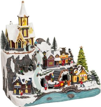 F&eacute;&eacute;ric Lights & Christmas Chiesa del villaggio e treno illuminati 34 led - Feeric lights & christmas