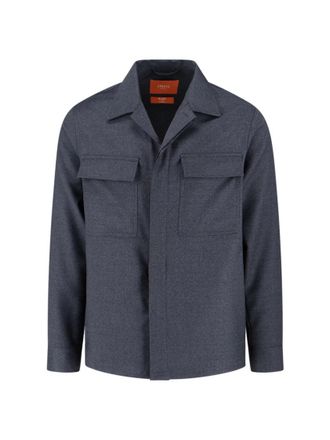 Cruna Structured Grey Virgin Wool Shirt Jacket