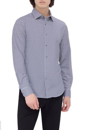 Bugatchi James OoohCotton Gingham Button-Up Shirt in Black at Nordstrom, Size Xxx-Large