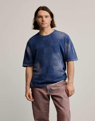 Desigual T-shirt blu effetto slavato