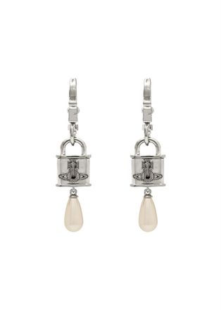 Vivienne Westwood Celestia Small Padlock Drop Earrings - Silver - One Size