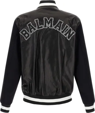 Balmain Mens Bicolor Lamb Leather Jacket Clothing