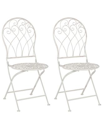Beliani Conjunto de 2 sillas de jard&iacute;n metal blanco