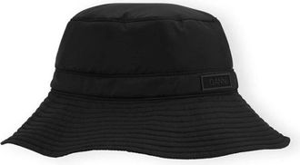 Ganni Hats, female, Black, Size: XS/S Black Bucket Hat with Cotton Lining