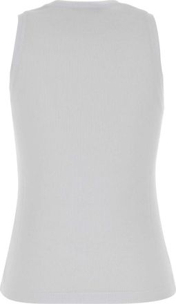 Balmain Womens Paris Tank Top White Cotton Tops