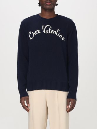 Valentino Mens Knit Crew Neck Sweater - Navy