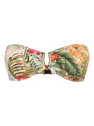 Lygia & Nanny floral-print bandeau bikini top - White