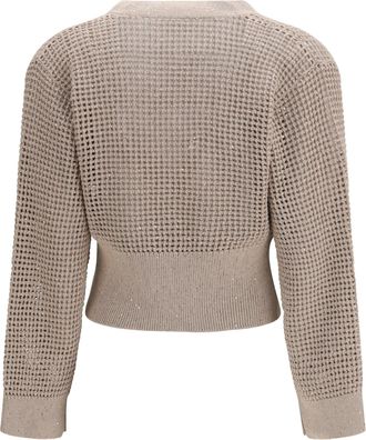 Brunello Cucinelli Womens Sequined Mesh Cardigan Deserto Cotton; Polyester Sweater