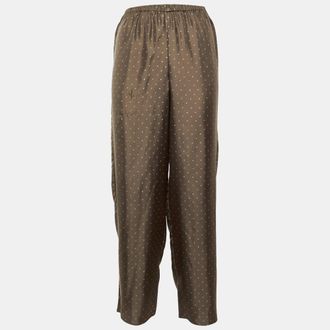 Theory Brown Overlay Dot Silk Wide Leg Pants