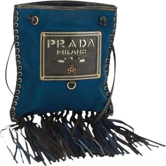 Prada Pre-owned Bucket Bags, female, Blue, Size: ONE SIZE Pre-owned Vintage Shoulder Bag