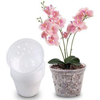 OEM Macetas De Pl&aacute;stico Transparente Para Orqu&iacute;deas De 5 Pulgadas, 10 Unidades, Macetas Para Plantar Orqu&iacute;deas, Control De Ra&iacute;ces, Macetas De Malla Con Ag