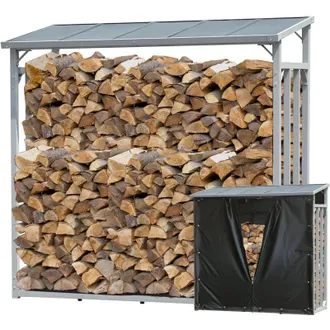 Quick-Star Quick-star - Aluminium Kaminholzregal Xxl 185 X 70 X 185 Cm Mit Wetterschutz Garten Kaminholzunterstand 2,3 M&sup3; Kaminholzlager Stapelhilfe Aussen