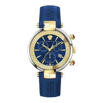 Versace Revive Chrono Restyling - Dames - Horloges - Blauw - ONE Size - Leer - Accessoires