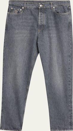 Brunello Cucinelli Mens Rinsed Grey Denim Straight-Leg Jeans