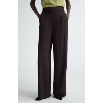 St. John Satin Back Crepe Wide Leg Pants in Mocha at Nordstrom, Size 2