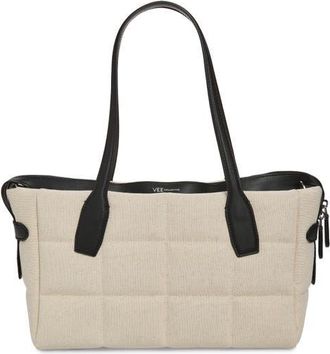 VeeCollective Small Tela Quilted Tote in Natural Canvas /Black at Nordstrom