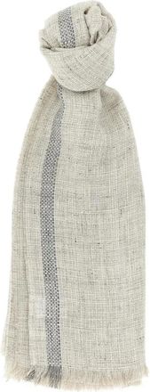 Brunello Cucinelli Geweven gestreepte sjaal - Heren - Accessoires - Beige - Maat: ONE Size Linnen