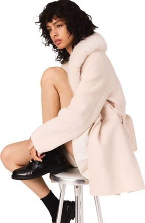 Maje Belted short coat in Ecru at Nordstrom, Size 38 Regular Eu