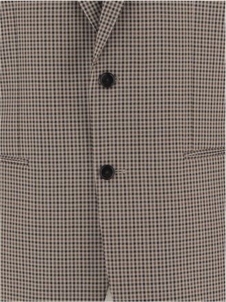 Gucci Mens Jacket Single-Breasted Wool Checked Beige