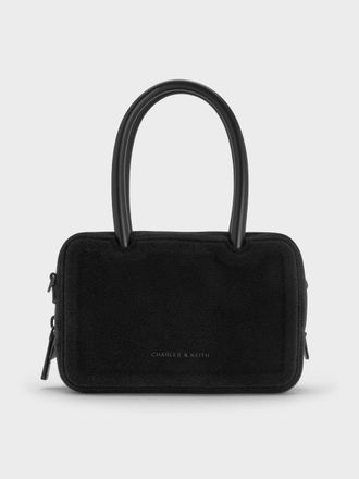 Charles & Keith Perline Boxy Top Handle Bag With Floral Appliques