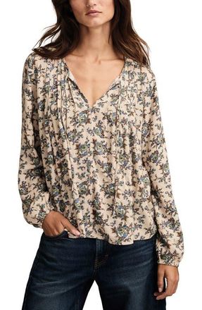 Lucky Brand Pintuck Floral Peasant Top in Lilac Floral at Nordstrom, Size X-Small