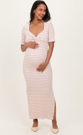 Pinkblush Striped Knit Short Sleeve Maxi Dress at Nordstrom, Size Medium