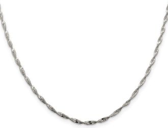 Diamond2Deal Sterling Silver 2mm Twisted Herringbone Chain Necklace