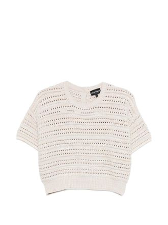 Emporio Armani Womens Cotton Open-Knit Cardigan