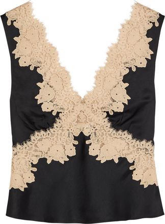 Rixo Rixo Emmie Lace-trim Satin top - Black - 16 (UK 16 / XL)