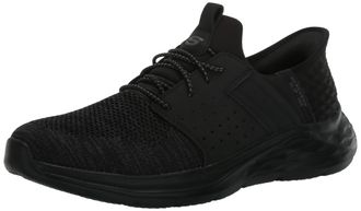 Skechers Mens Garner-Newick 210803 Low Profile Bungee Lace Slip-Ins, Black/Black, 11 UK