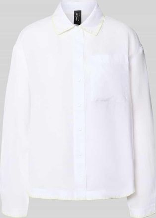 Marc Cain Bluse aus Ramie mit Brusttasche in Weiss, Gr&ouml;&szlig;e 34