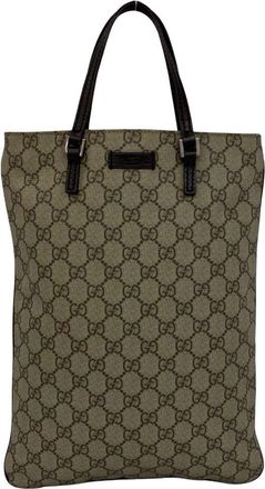 Gucci Brown Leather Elastane Handbag Tote Bag (Pre-Owned)