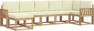 vidaXL Conjunto De Sof&aacute;s De Exterior 7 Uds. Blanco Y Crema Poli&eacute;ster Vidaxl